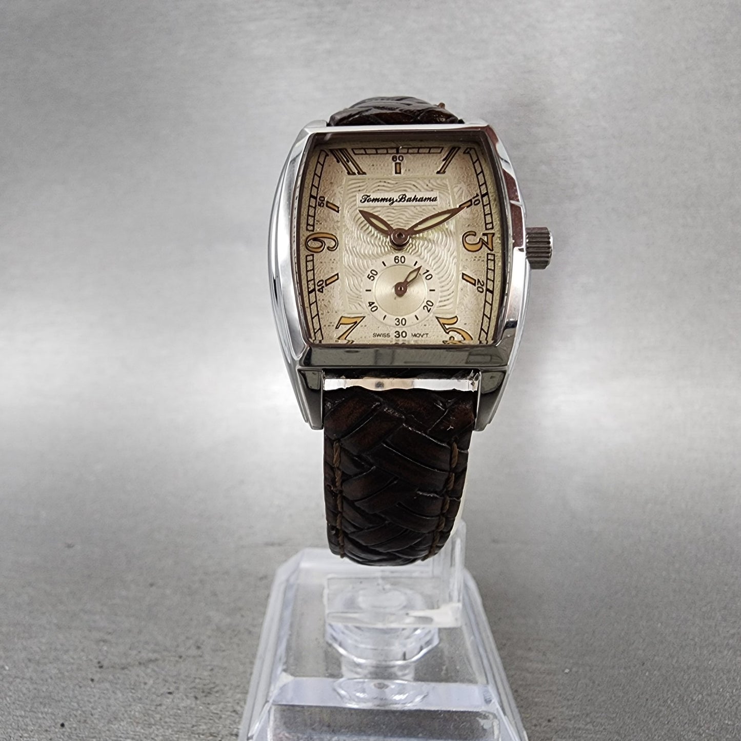 Tommy Bahama Tank Watch Women 25mm cream Dial Silver Tone Rectangle New battery5