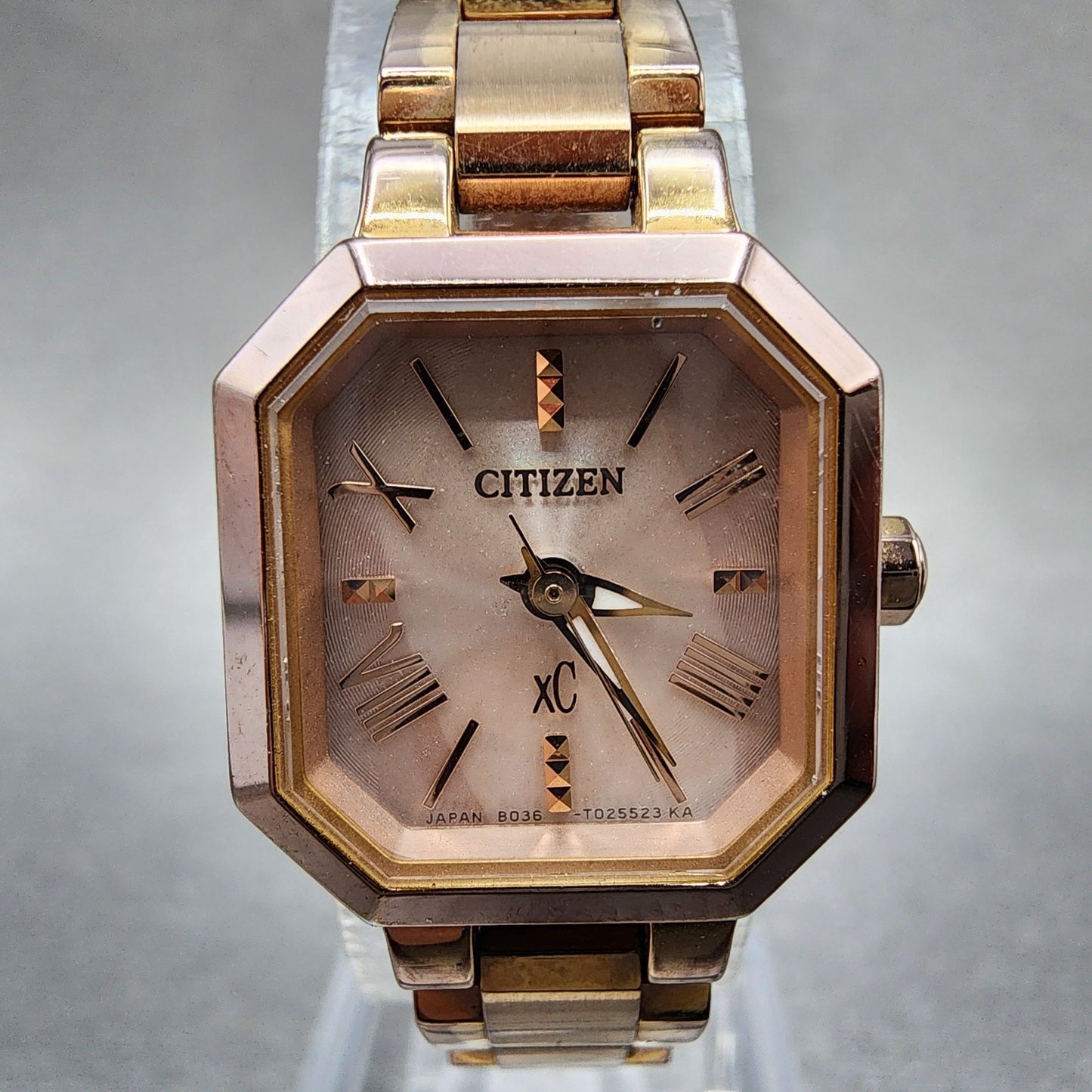 Citizen EcoDrive XC Watch Women 19mm White Dial Rose Gold Date B036 Runs1