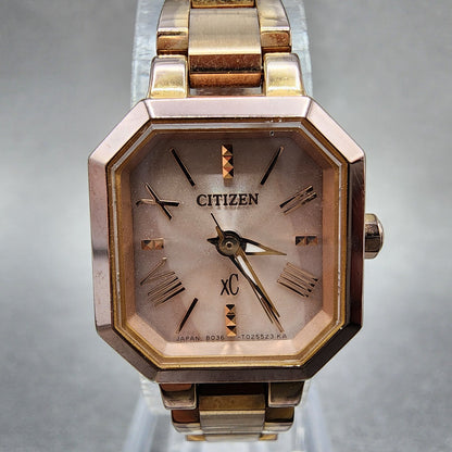Citizen EcoDrive XC Watch Women 19mm White Dial Rose Gold Date B036 Runs1