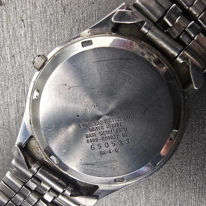 Citizen CQ Watch Men 35mm Gray Dial Silver Tone Daydate 6100-R01037 New Battery10