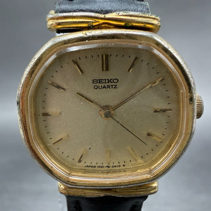 Seiko Watch Women 22mm Champagne Dial Gold Tone Octagon 1421-5210 New Battery1