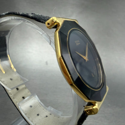 Citizen Elegance CQ Watch Men 34mm Black Dial Gold Tone Round 4620 PARTS Vintage4