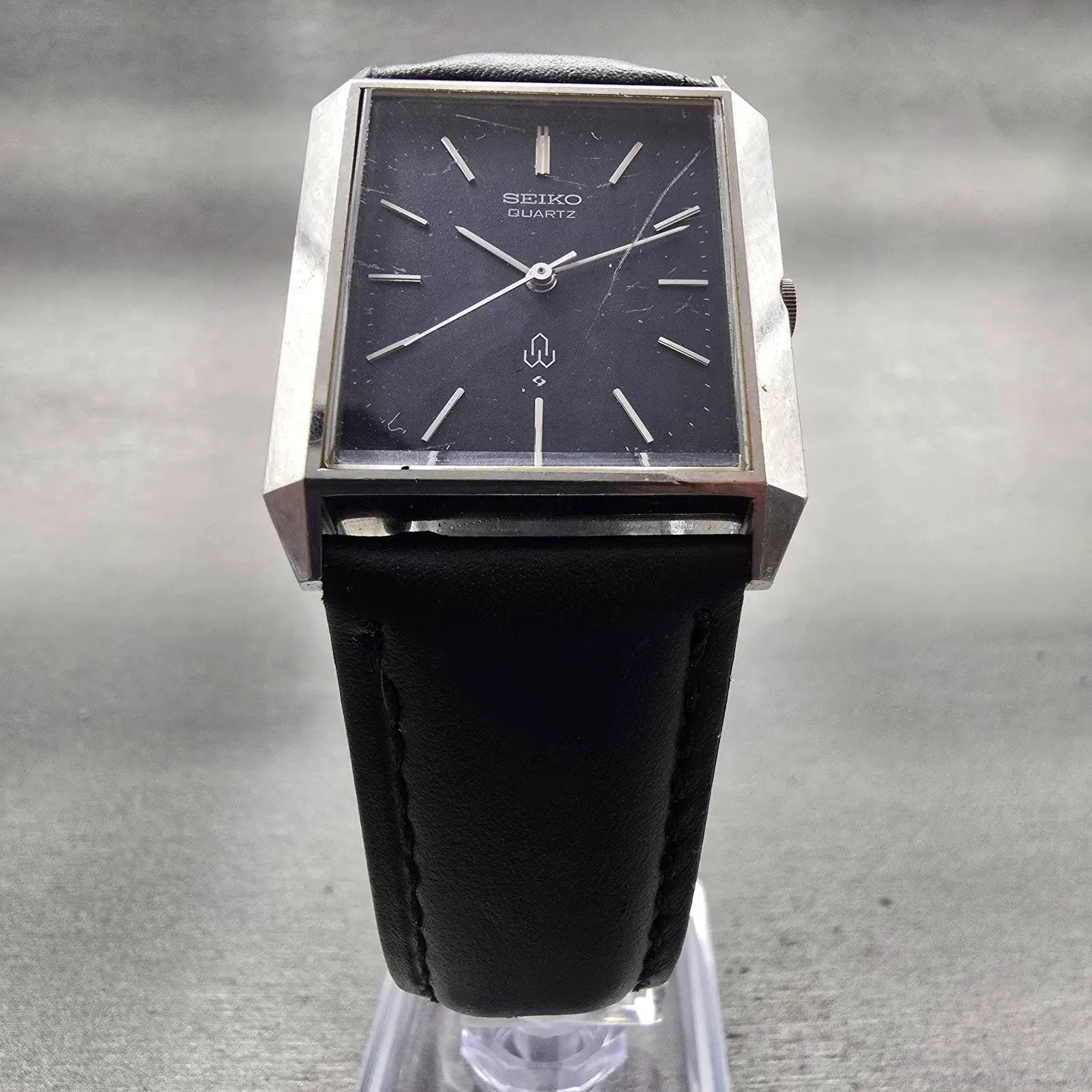 Seiko Tank Watch Men 33mm Black Dial Silver Tone Rectangle 4120-5101 New Battery5