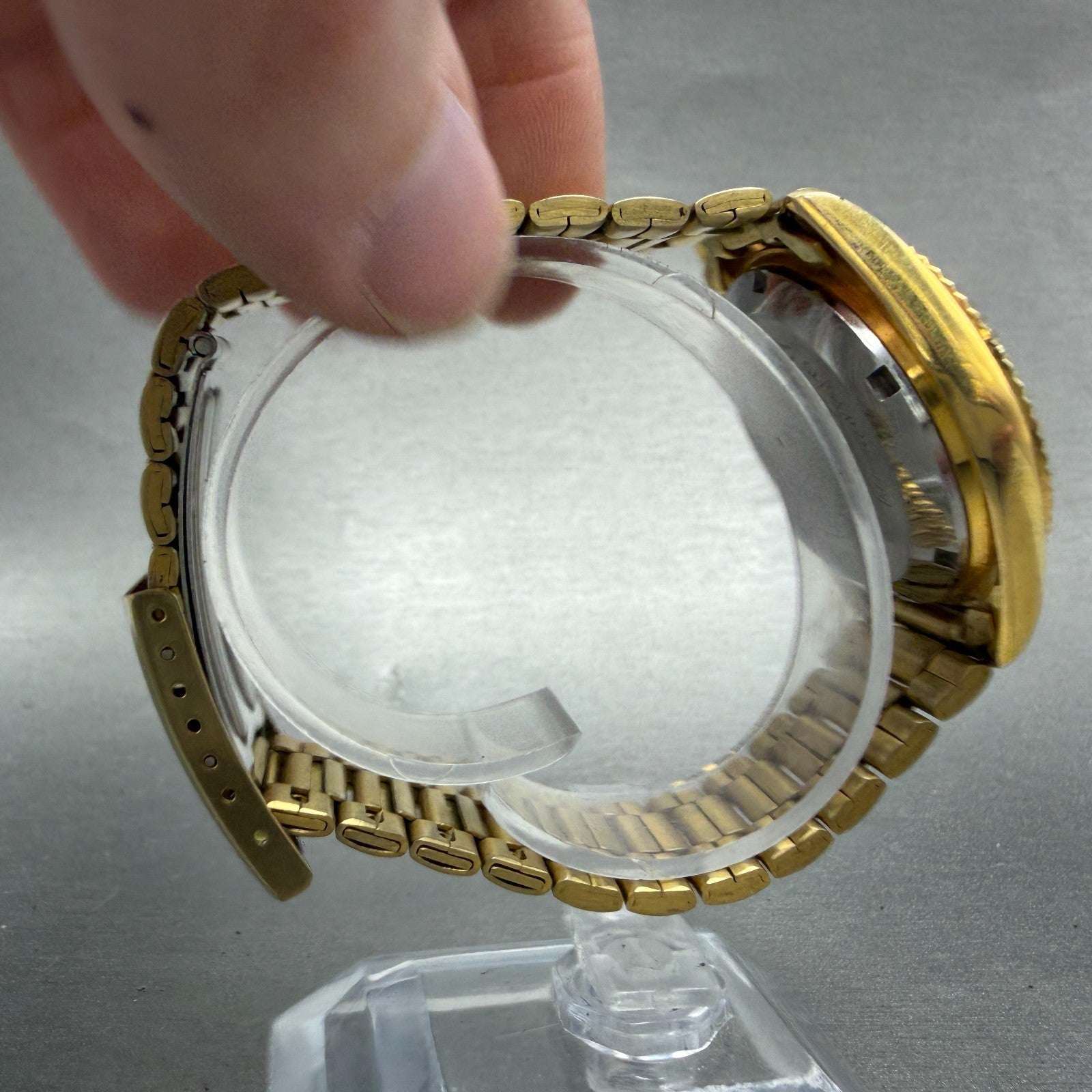 Orient Crystal President Watch Men 36mm Silver Dial Gold Daydate 469KL6-70 PARTS9