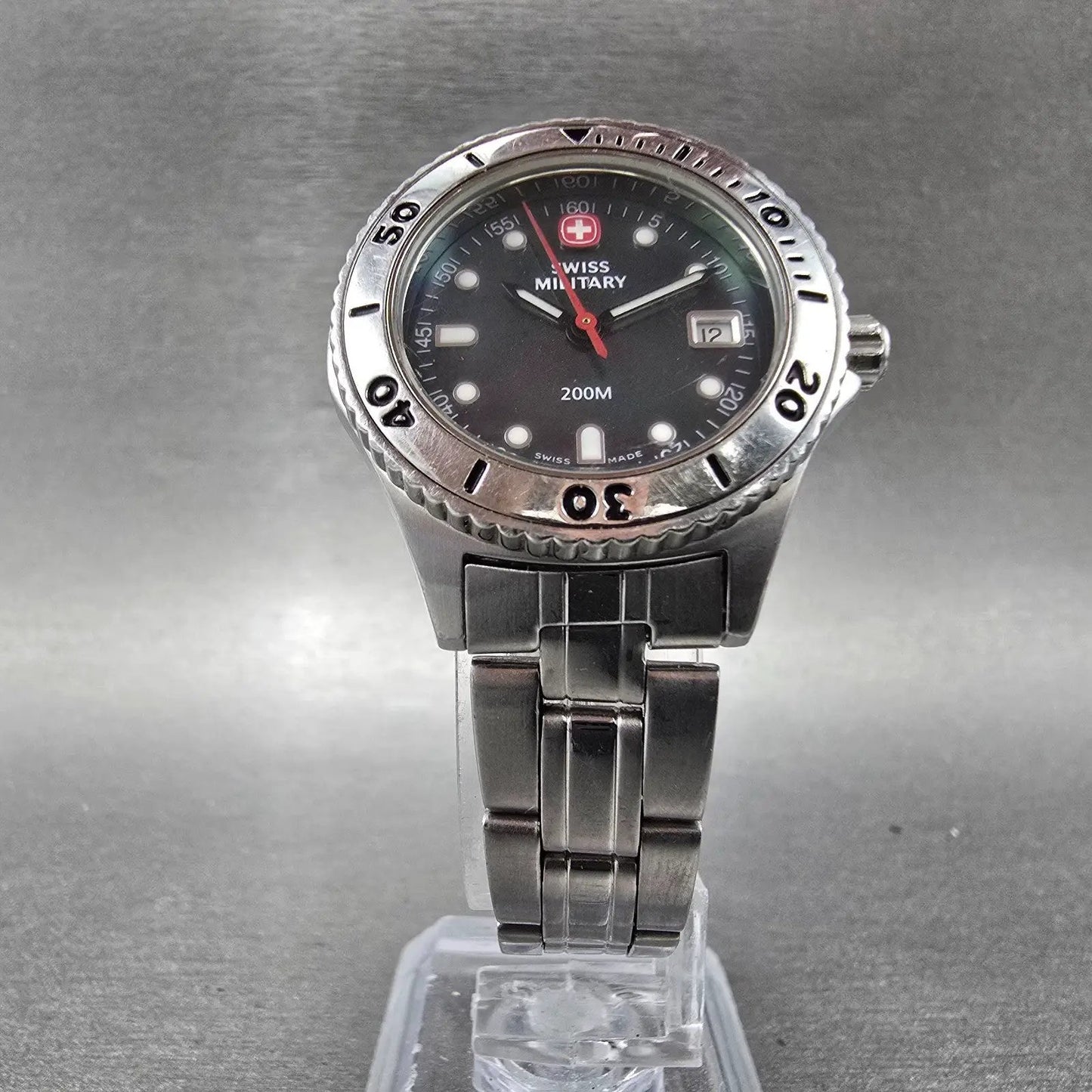 Wenger Swiss Military Dive Watch Women 30mm MOP Dial Steel Date 093.0670 New Bat6
