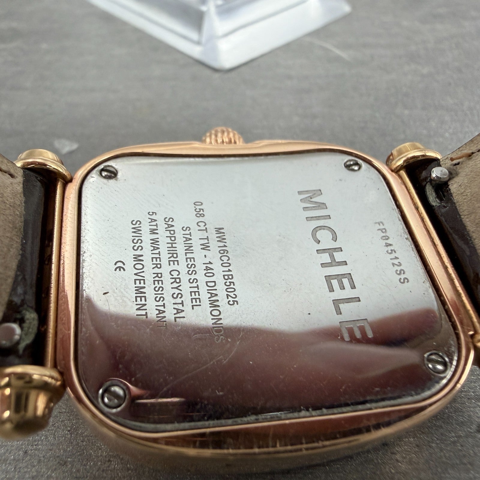 Michele Caber Isle Diamond Watch 32mm Women Mop Dial Rose Gold Tone Oval New Bat9