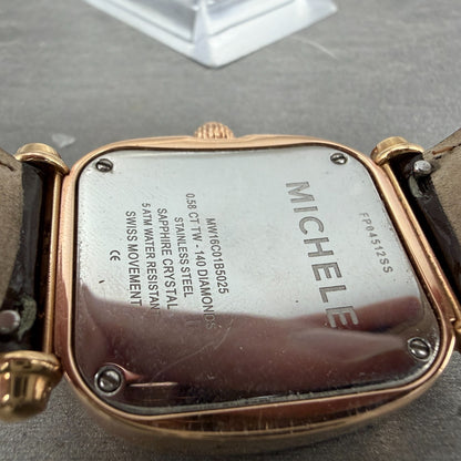 Michele Caber Isle Diamond Watch 32mm Women Mop Dial Rose Gold Tone Oval New Bat9