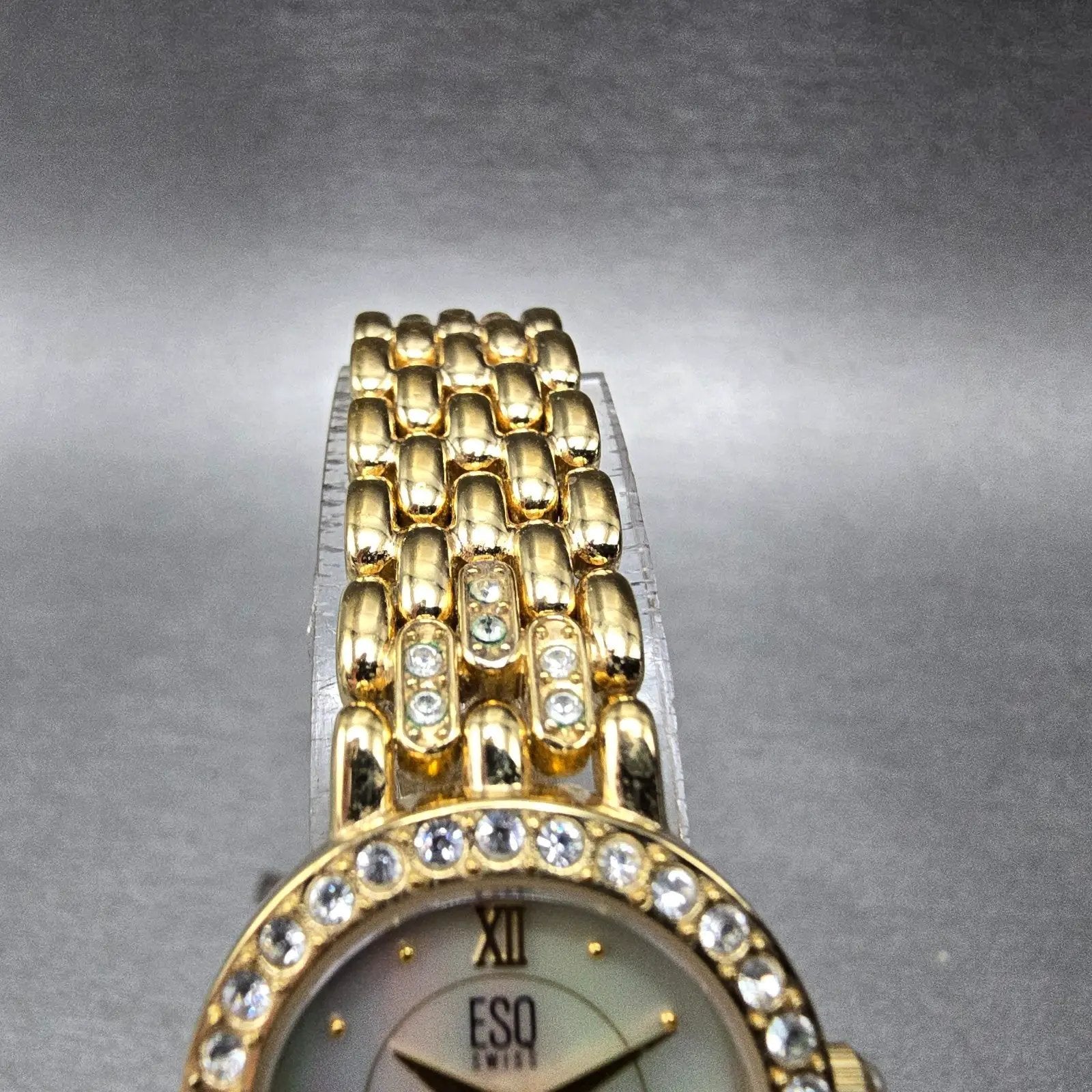 ESQ Watch Women 22mm MOP Dial Gold Tone Round Gem Accents E5160 New Battery4