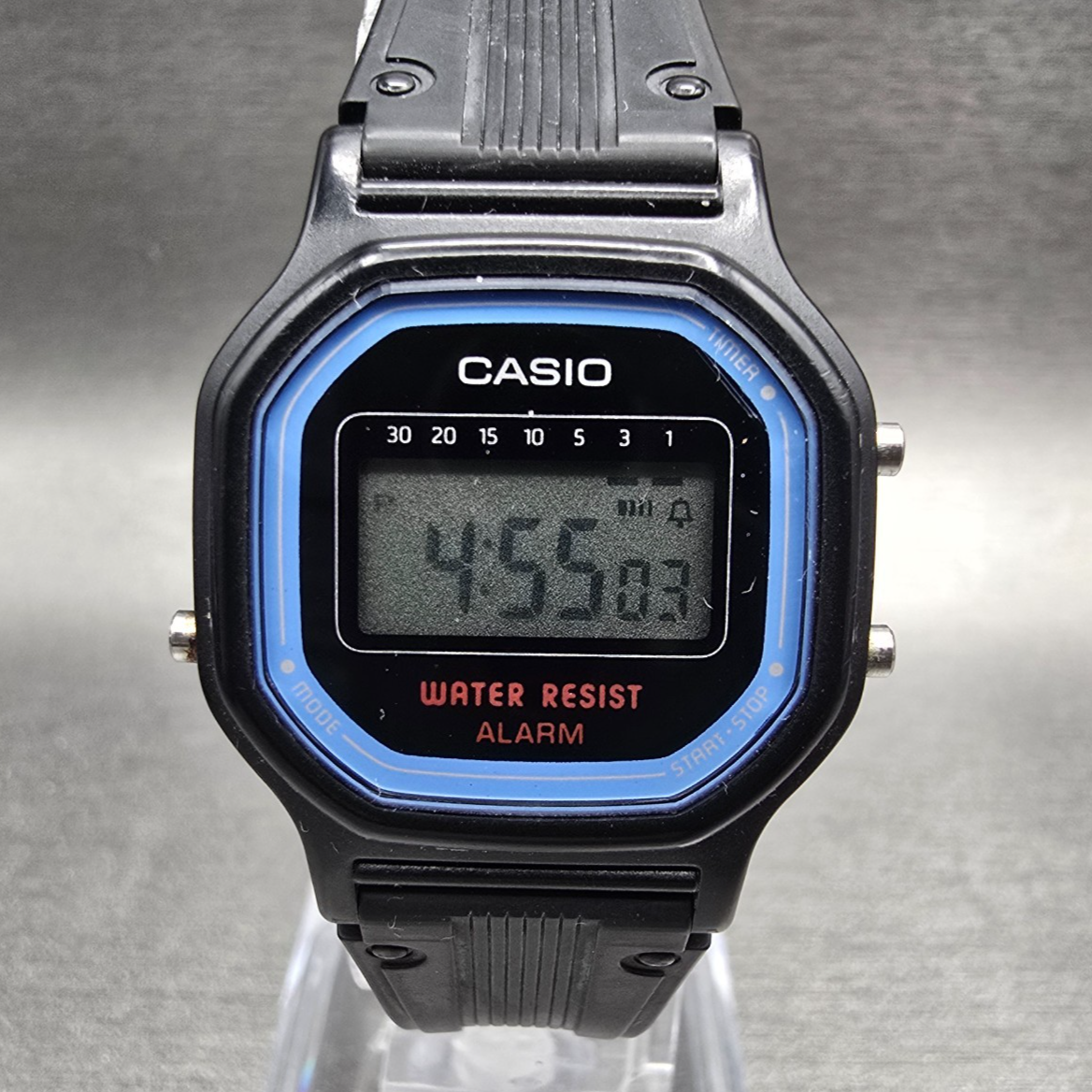 Casio LA-11W Digital Watch Women 25mm Blue Black Chrono Alarm Round New BatteryH0