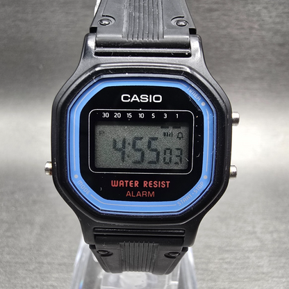 Casio LA-11W Digital Watch Women 25mm Blue Black Chrono Alarm Round New BatteryH0