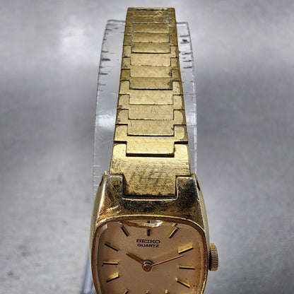 Seiko Watch Women 16mm Gold Dial Gold Tone Rectangle 16-5009 New Battery