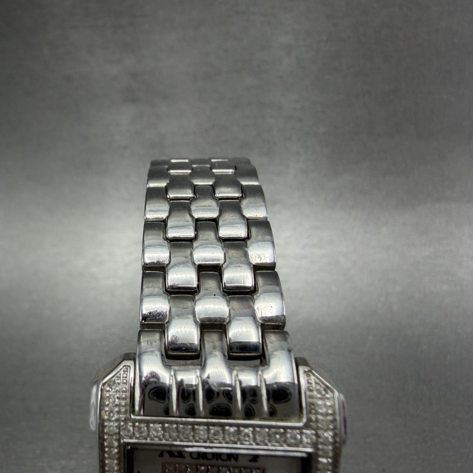 Croton Tank Watch Women 23mm MOP Dial Steel Diamond Bezel Rectangle New Battery4