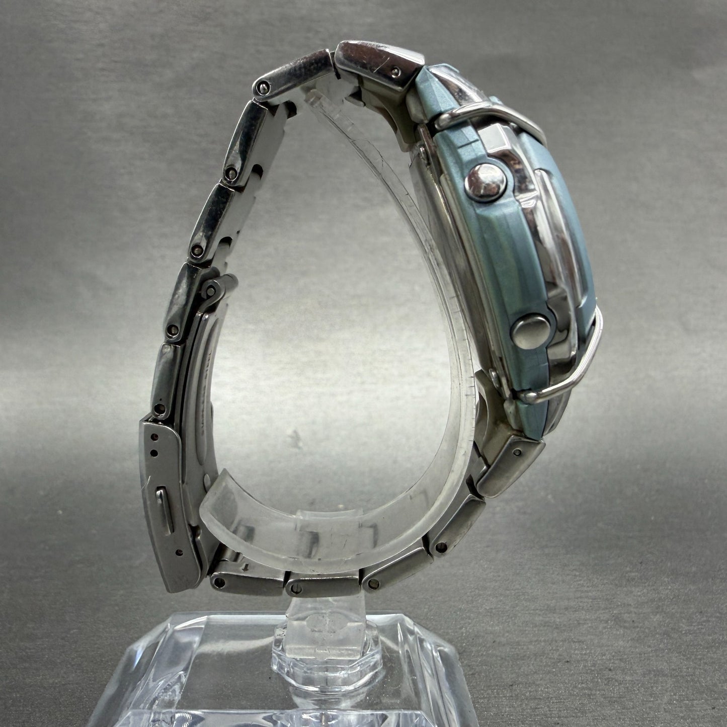 Casio Baby-G MSG-132 Watch Women 42mm Digital Blue Silver Alarm Chrono New batt8