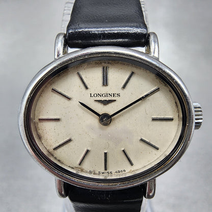 Longines Watch Women 23mm White Dial Steel Oval Manual Wind Runs Cal L817.41