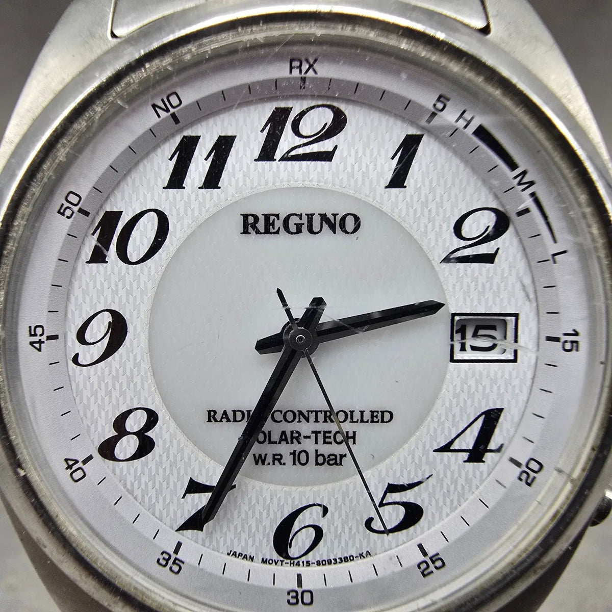 Citizen Reguno Atomic Solar Watch Men 38mm White Dial Silver Date PARTS JDM2