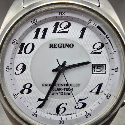 Citizen Reguno Atomic Solar Watch Men 38mm White Dial Silver Date PARTS JDM2
