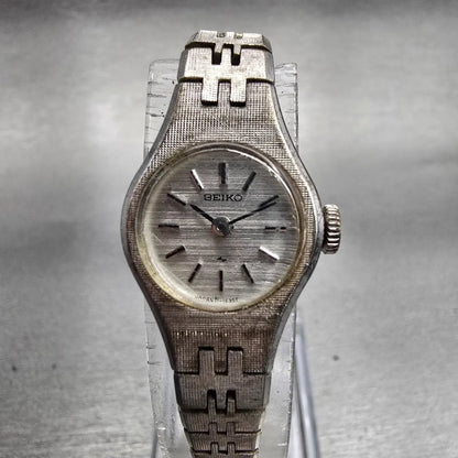 Seiko Watch Women 17mm Silver Dial Silver Tone Round 11-0639 Manual Wind Works0