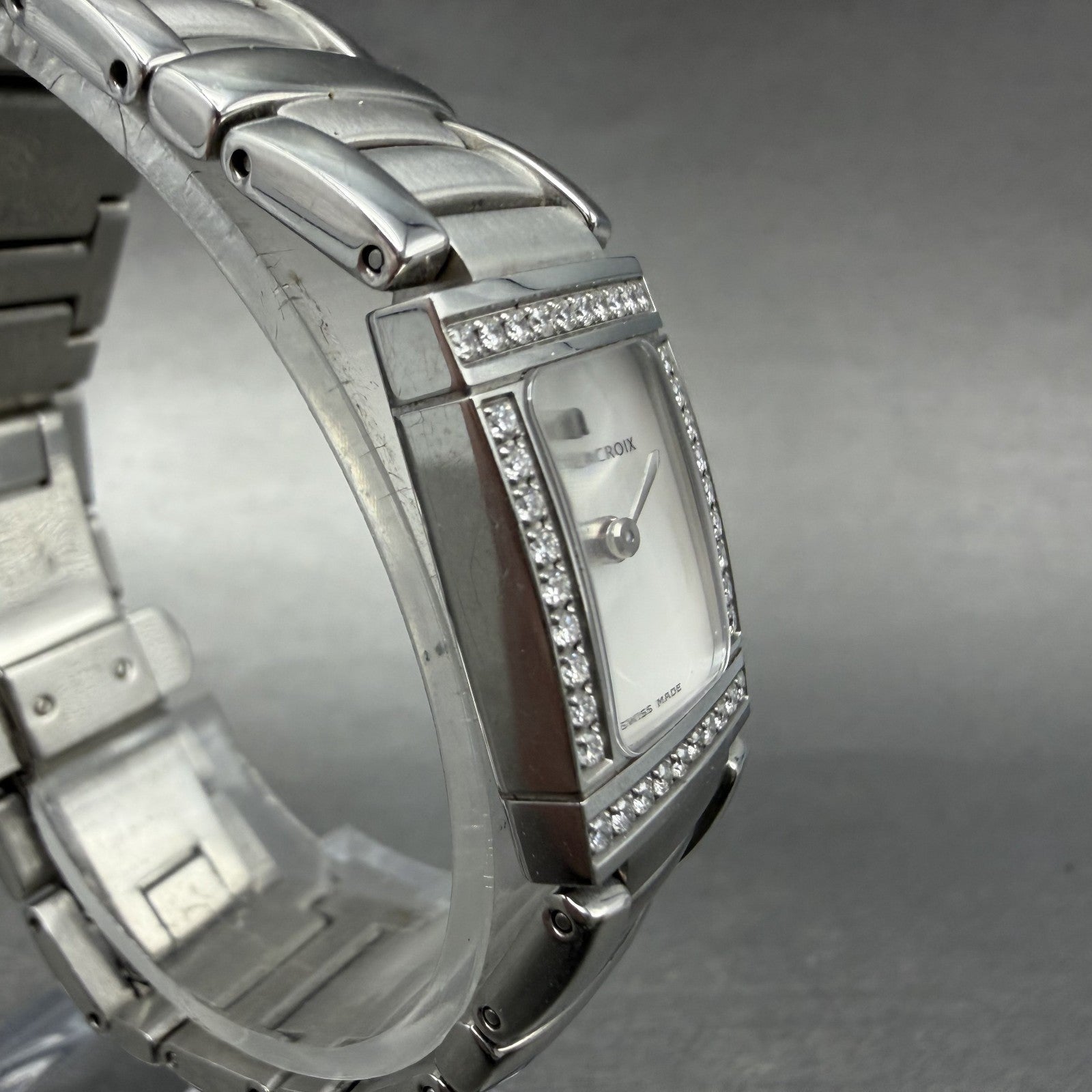 Maurice Lacroix Miros Tank Watch Women 16mm MOP Dial Steel Diamonds New Battery3