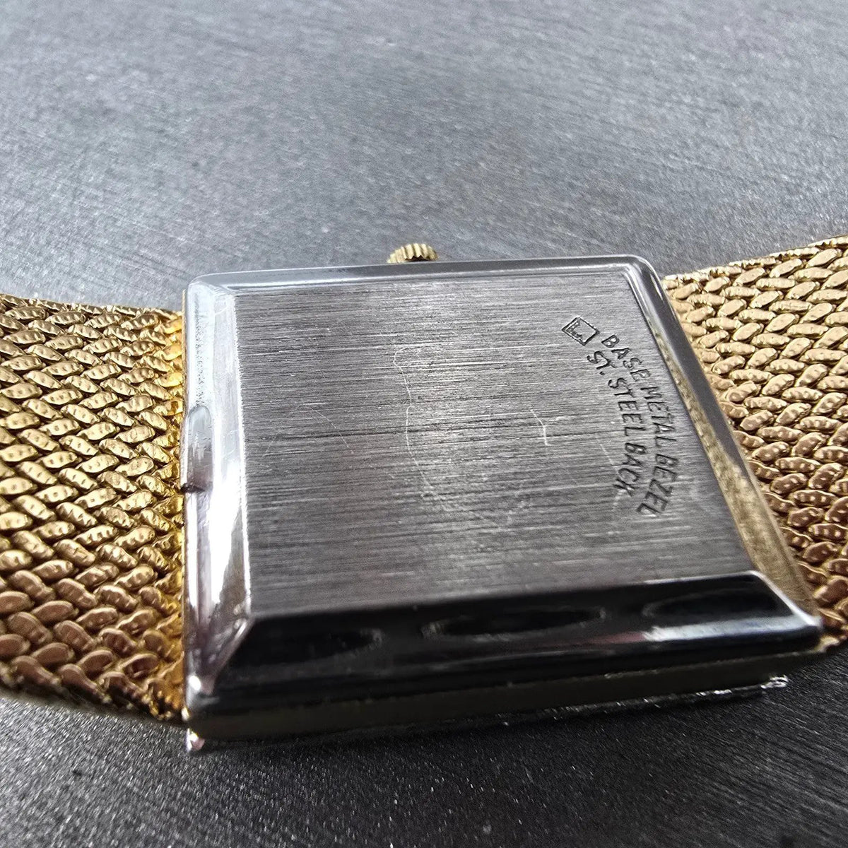 Armitron Deauville Tank Watch Men 23mm Champagne Dial Gold Crystal Bezel New bat9