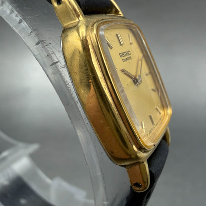 Seiko Watch Women 18mm Champagne Dial Gold Tone Rectangle 1N00-5K29 New BatteryG3