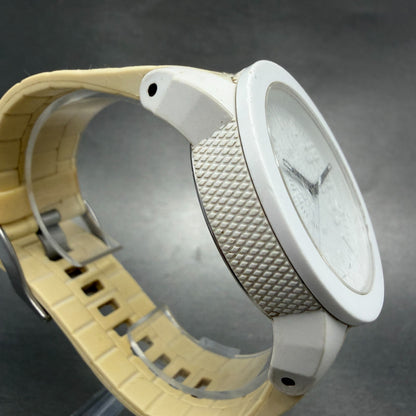 Diesel Watch Men 44mm White Dial White Rubber Round DZ1436 New Battery3