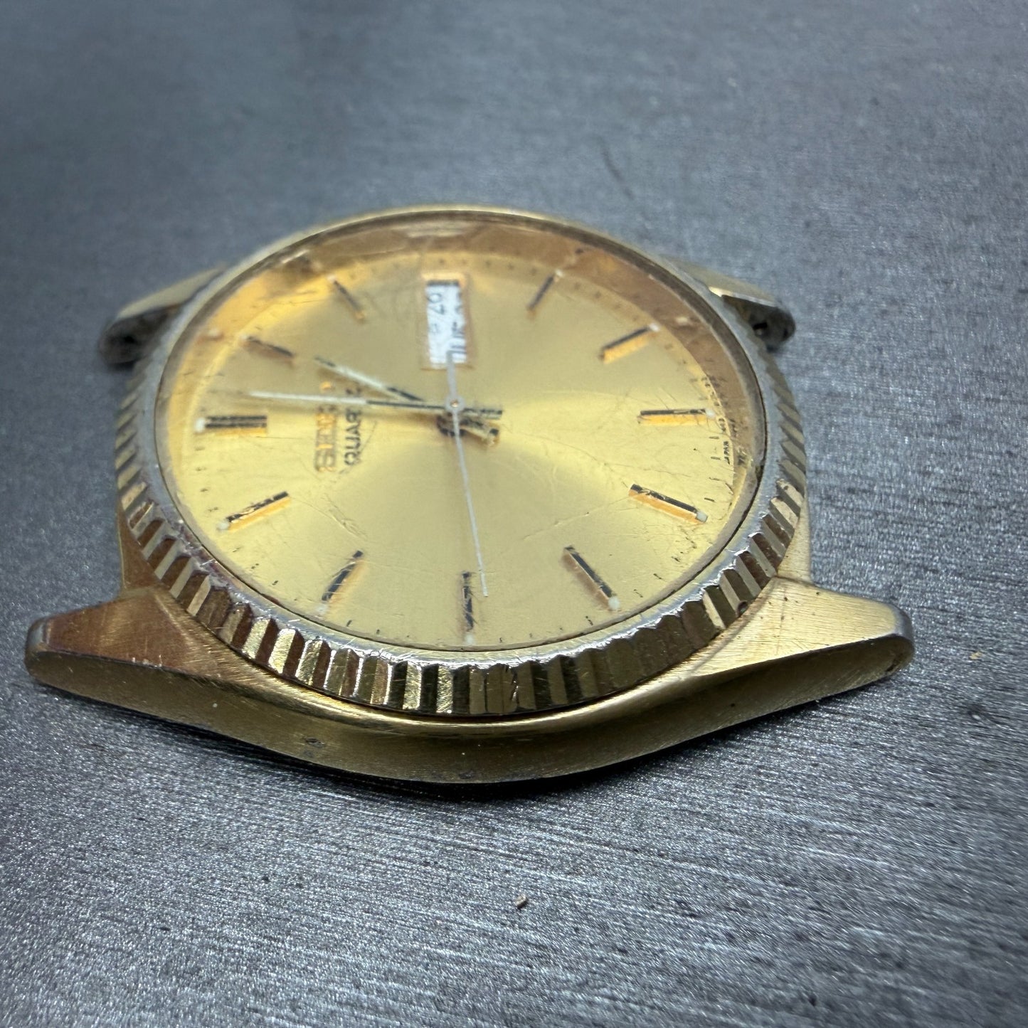 Seiko President Watch Men 37mm Gold Dial Gold Tone Daydate 7N43-8110 PARTS VTG4