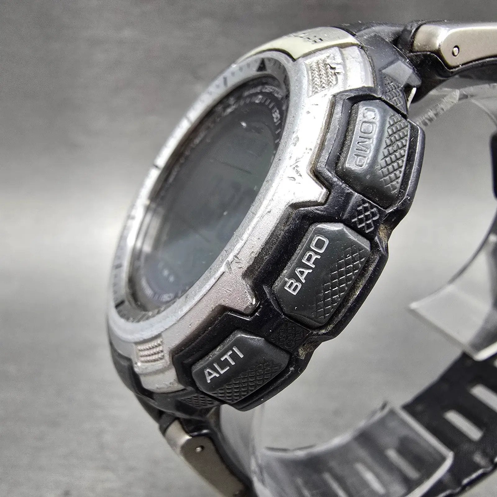 Casio Pro Trek PAW-1300 Watch Men 47mm Black Solar Triple Sensor Alarm Round2