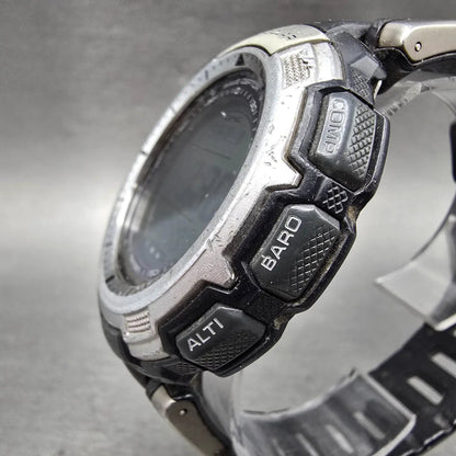 Casio Pro Trek PAW-1300 Watch Men 47mm Black Solar Triple Sensor Alarm Round2