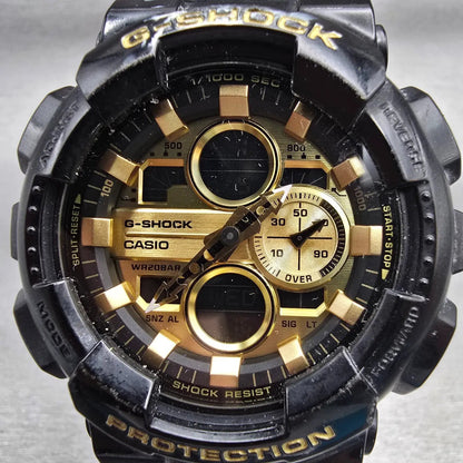 Casio G-Shock GA-140GB Watch Men 50mm Gold Black Chronograph Alarm New Battery1