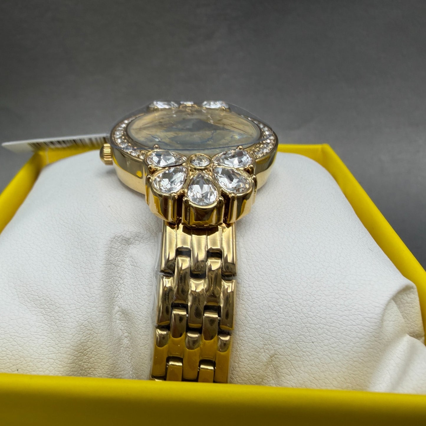 Invicta Wildflower Watch Women 30mm Silver Dial Gold Tone Crystal Bezel 691044