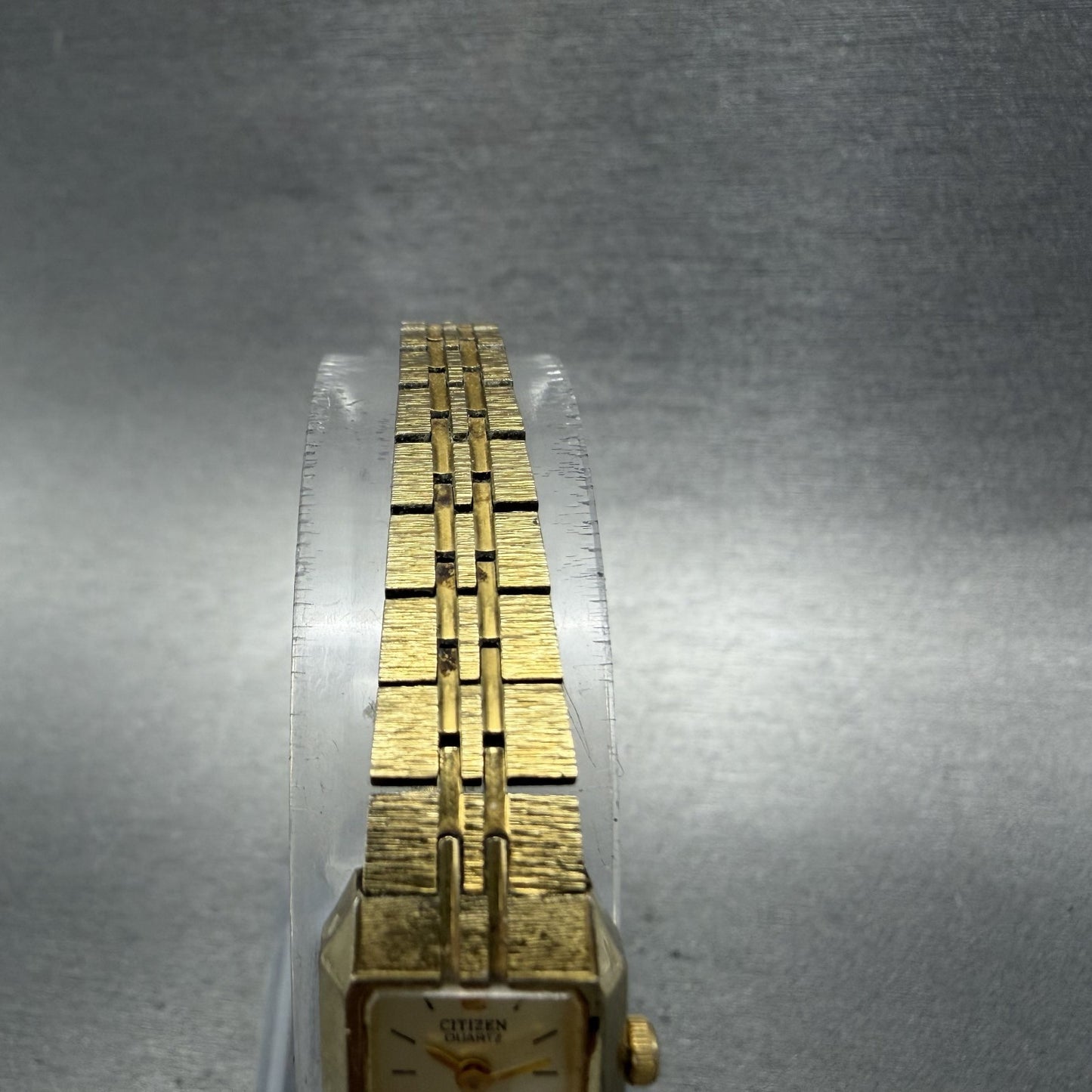 Citizen CQ Tank Watch Women 13mm Champagne Dial Gold Tone Octagon New Battery BA4