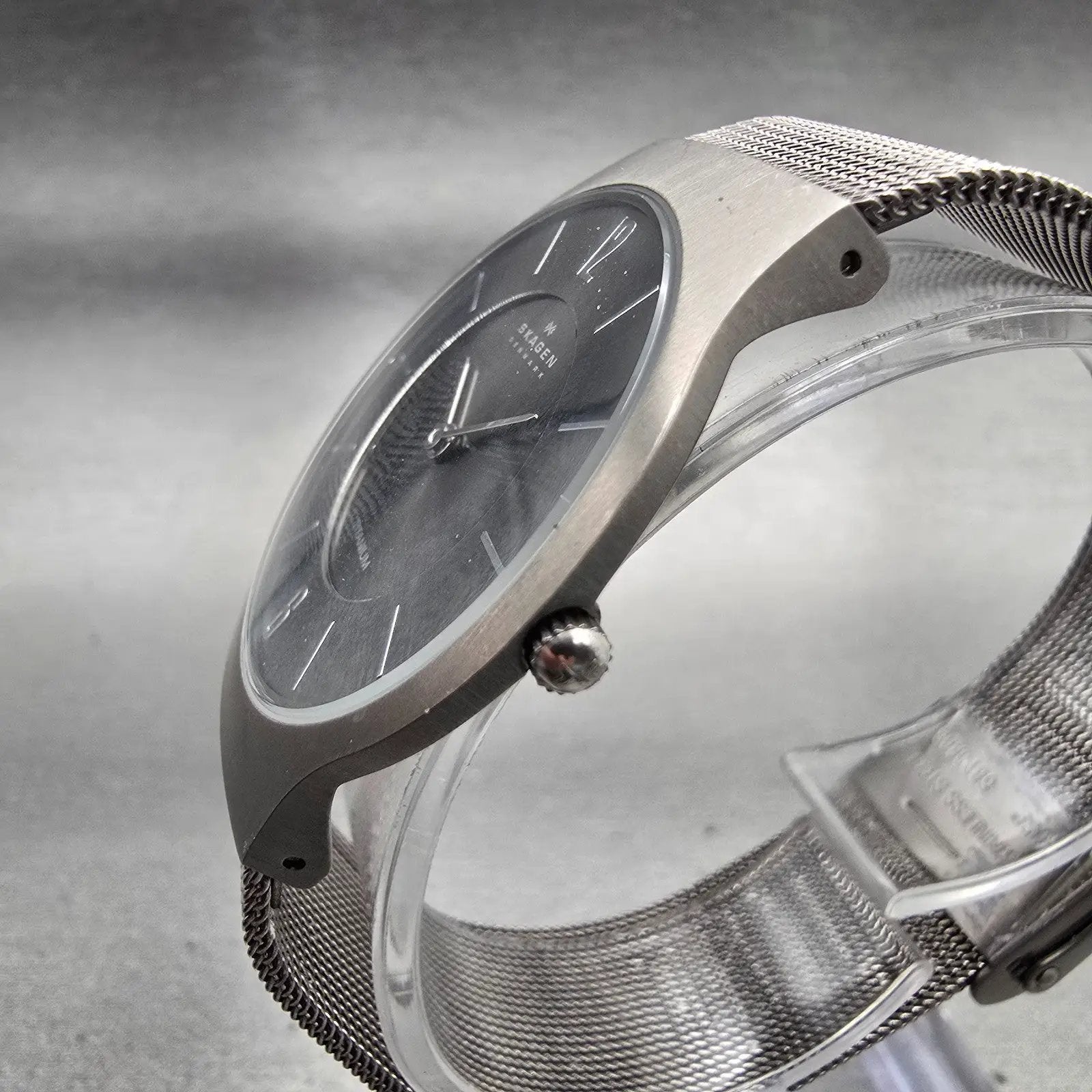 Skagen Grenen Watch Men 35mm Gray Dial Titanium Round 233LTTM New Battery Mesh G2