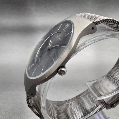 Skagen Grenen Watch Men 35mm Gray Dial Titanium Round 233LTTM New Battery Mesh G2