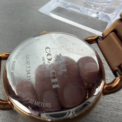 Coach Delancey Watch Women 36mm Silver Dial Rose Gold Round 14502497 New Battery9