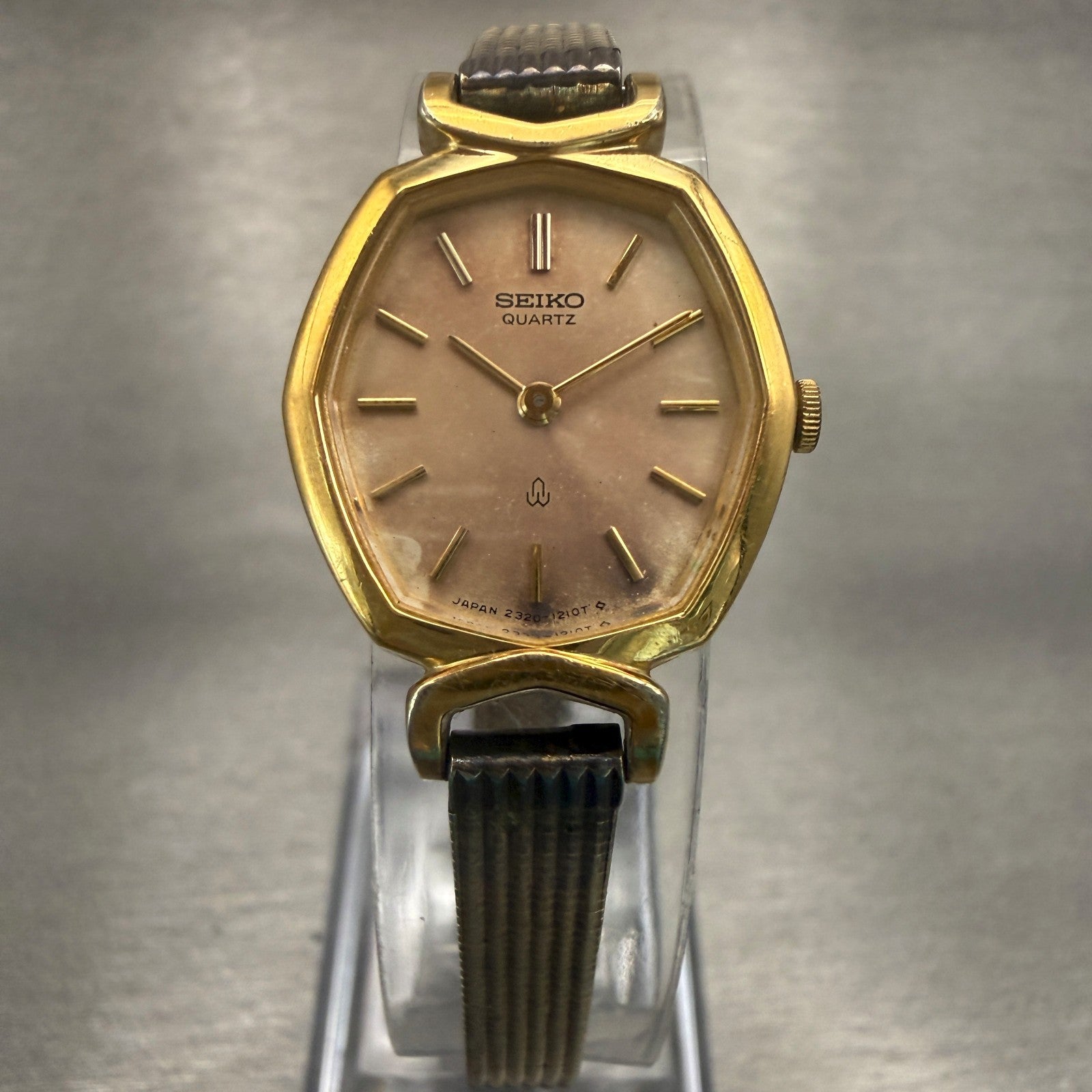 Seiko Watch Women 20mm Champagne Dial Gold Tone Oval 2320-5680 New Battery5