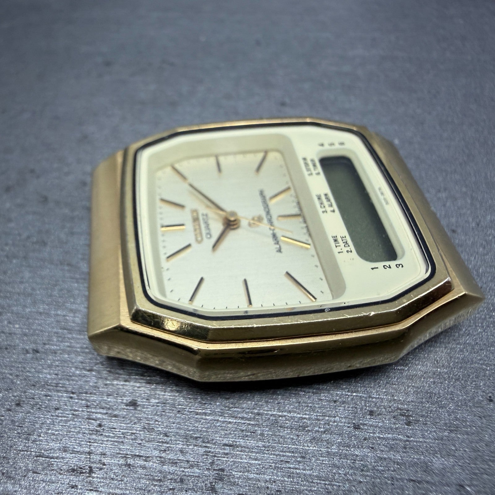 Citizen Analog Digital Watch Men 33mm Champagne Dial Gold Tone 4-082184 PARTS4