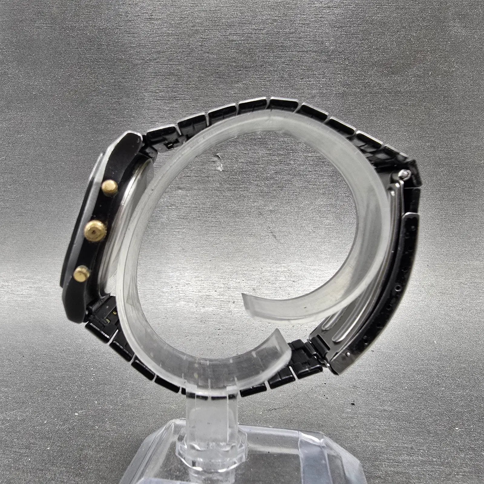 Seiko Analog Digital Watch Men 32mm Black Gold Alarm Chrono H461-5030 PARTS7