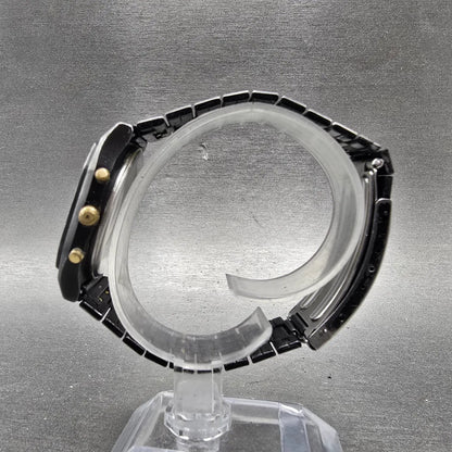 Seiko Analog Digital Watch Men 32mm Black Gold Alarm Chrono H461-5030 PARTS7
