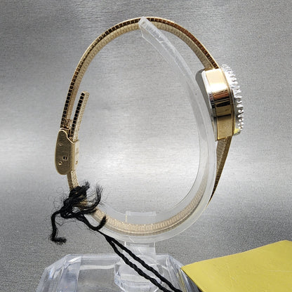 Lucien Piccard Dufonte Watch Women 17mm Champagne Dial Gold Tone Round New Batt8