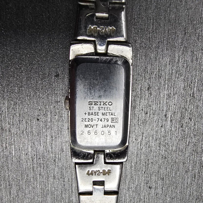 Seiko Tank Watch Women 13mm White Dial Two Tone Rectangle 2E20-7479 New Batt 4510