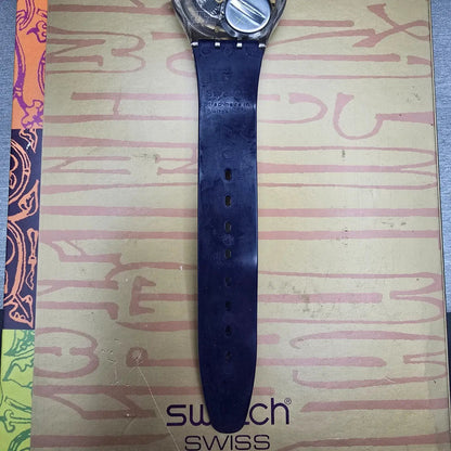 Swatch Access Avaton Watch Men 34mm Blue Dial Blue Case SKZ107 New Battery NOS16