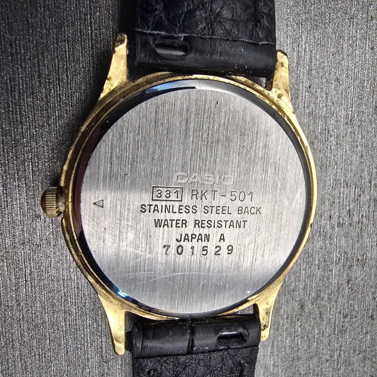 Casio Rookie Watch Men 32mm White Dial Gold Tone Round RKT-501 New Battery VTG10