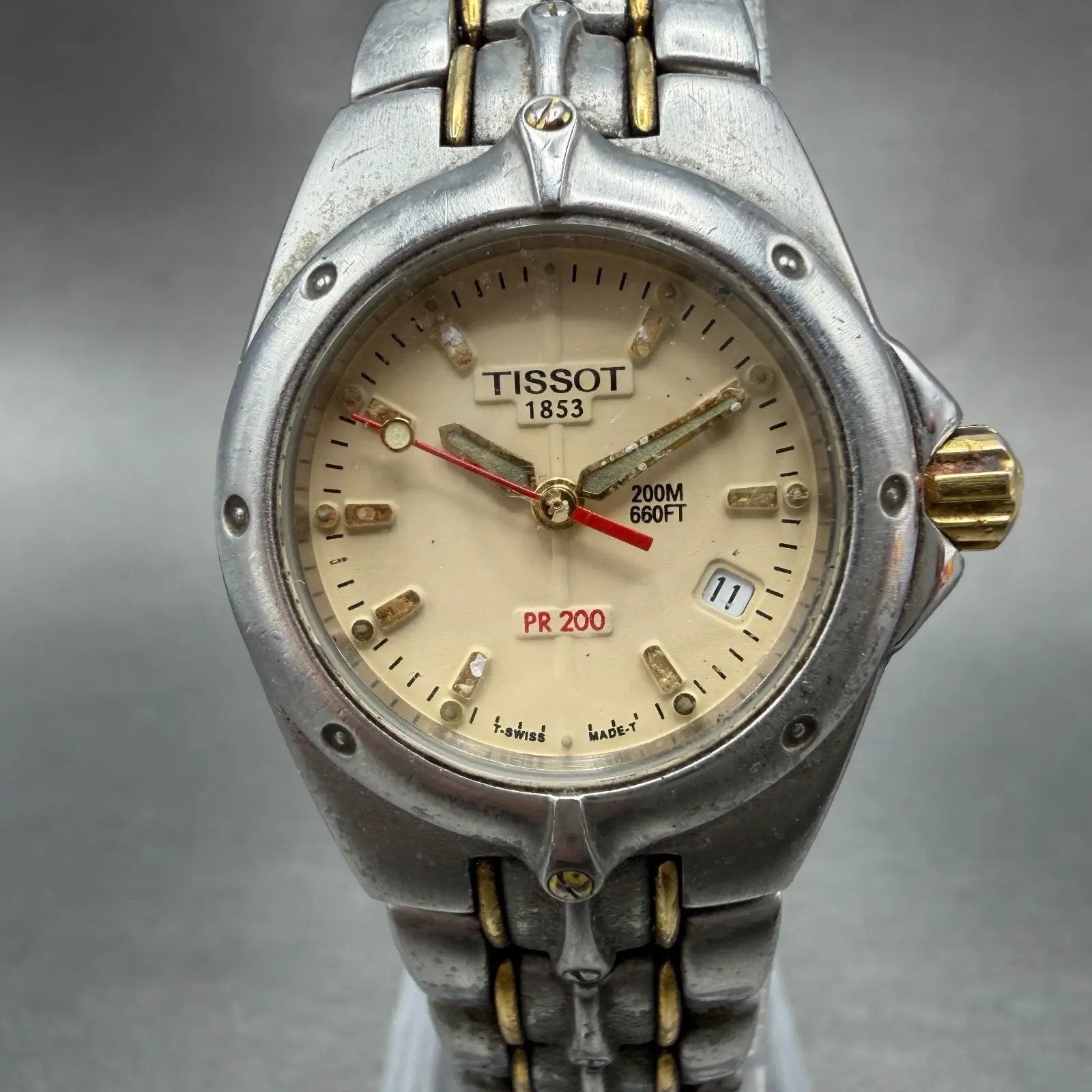Tissot PR200 Watch Women 26mm Cream Dial Two Tone Date Round P130/230 PARTS0