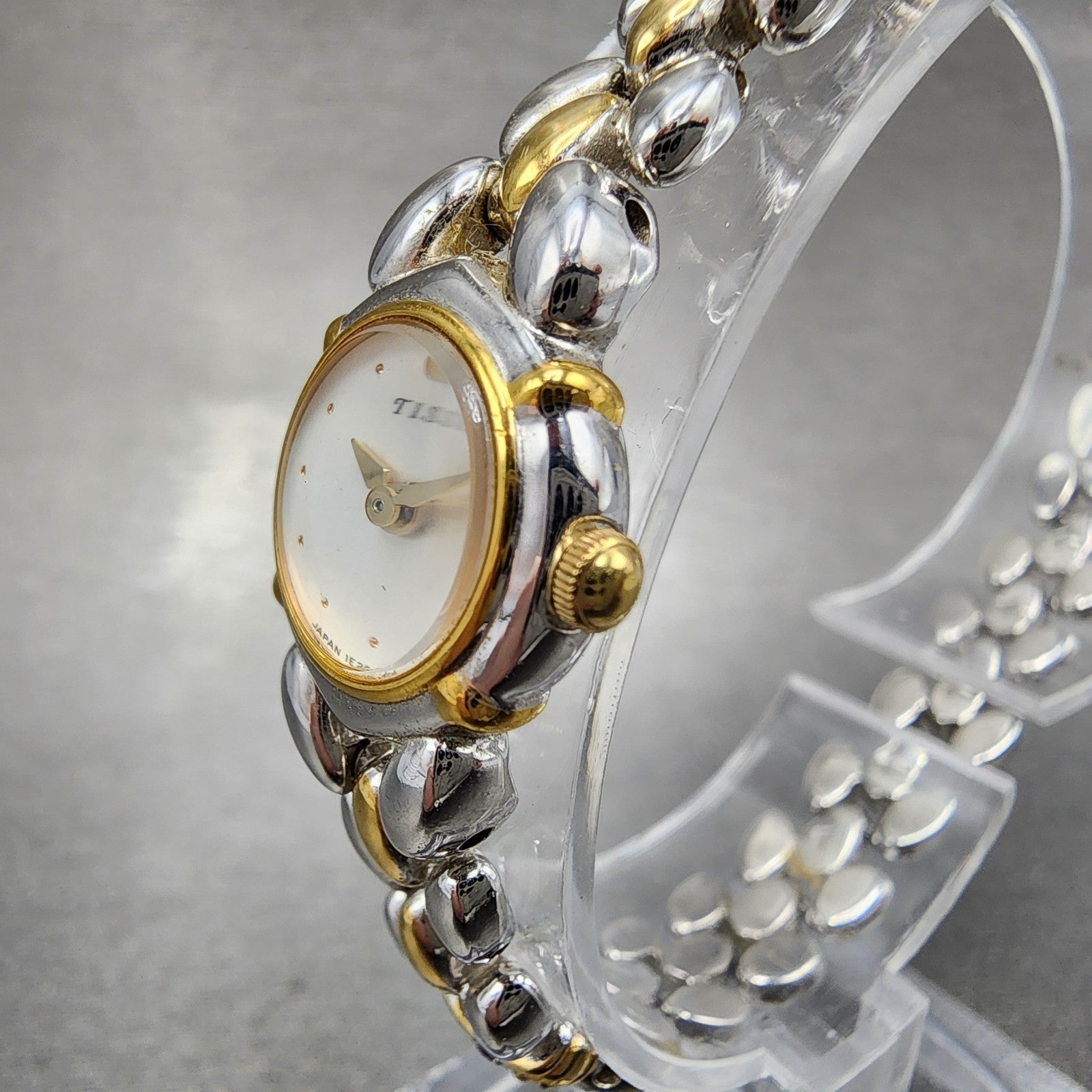 Seiko Tisse Watch Women 16mm White Dial Two Tone Round 1E200780 New Battery2
