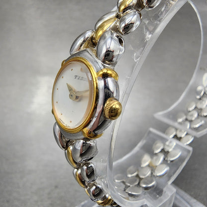 Seiko Tisse Watch Women 16mm White Dial Two Tone Round 1E200780 New Battery2