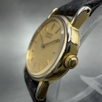 Seiko Watch Women 20mm Gold Dial Gold Tone Round 2y00-0A19 New Battery Vintage2