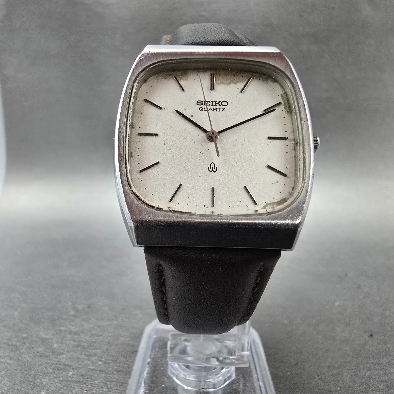 Seiko Watch Men 31mm Silver Dial Silver Tone Rectangle 6030-5220 New Battery VTG5