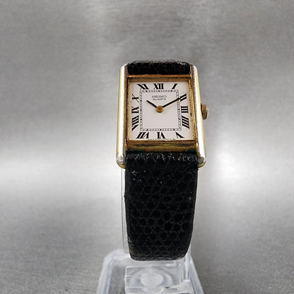 Seiko Tank Watch Women 17mm White Dial Gold Tone Rectangle 2c205019 New Battery5