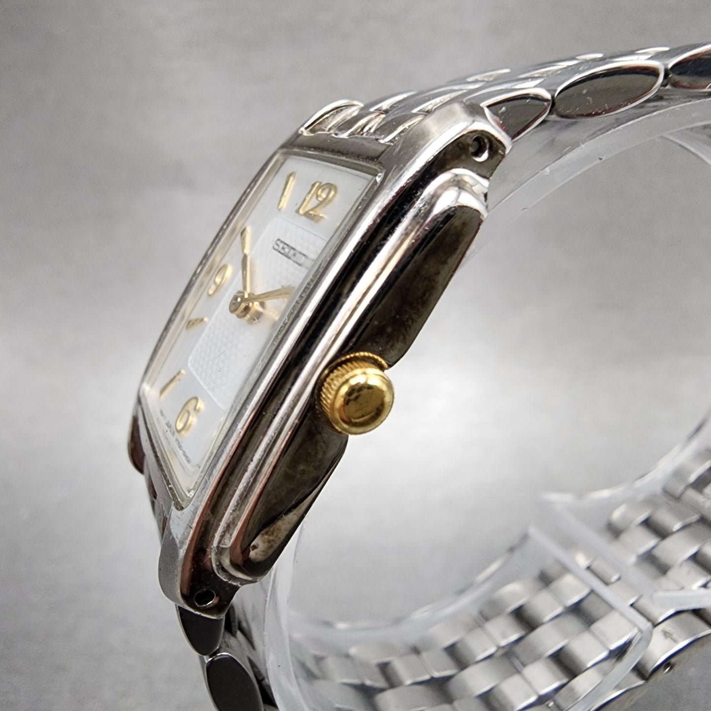Seiko Tank Watch Women 23mm Silver Dial Silver Tone V7005J10 New Battery2