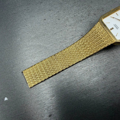Seiko Tank Watch Men 25mm Silver Dial Gold Tone Rectangle READ! 5Y30-5B49 NewBat6